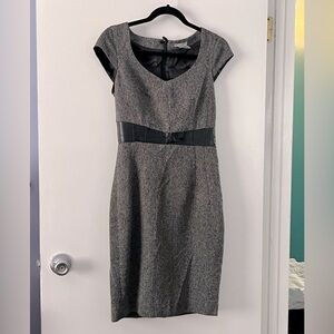 H&M Cap Sleeve Dress in Miniature Herringbone Pattern